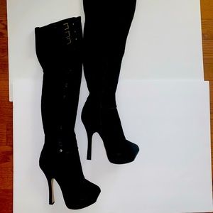 BeBe Black Over the Knee Platform Boots sz 7